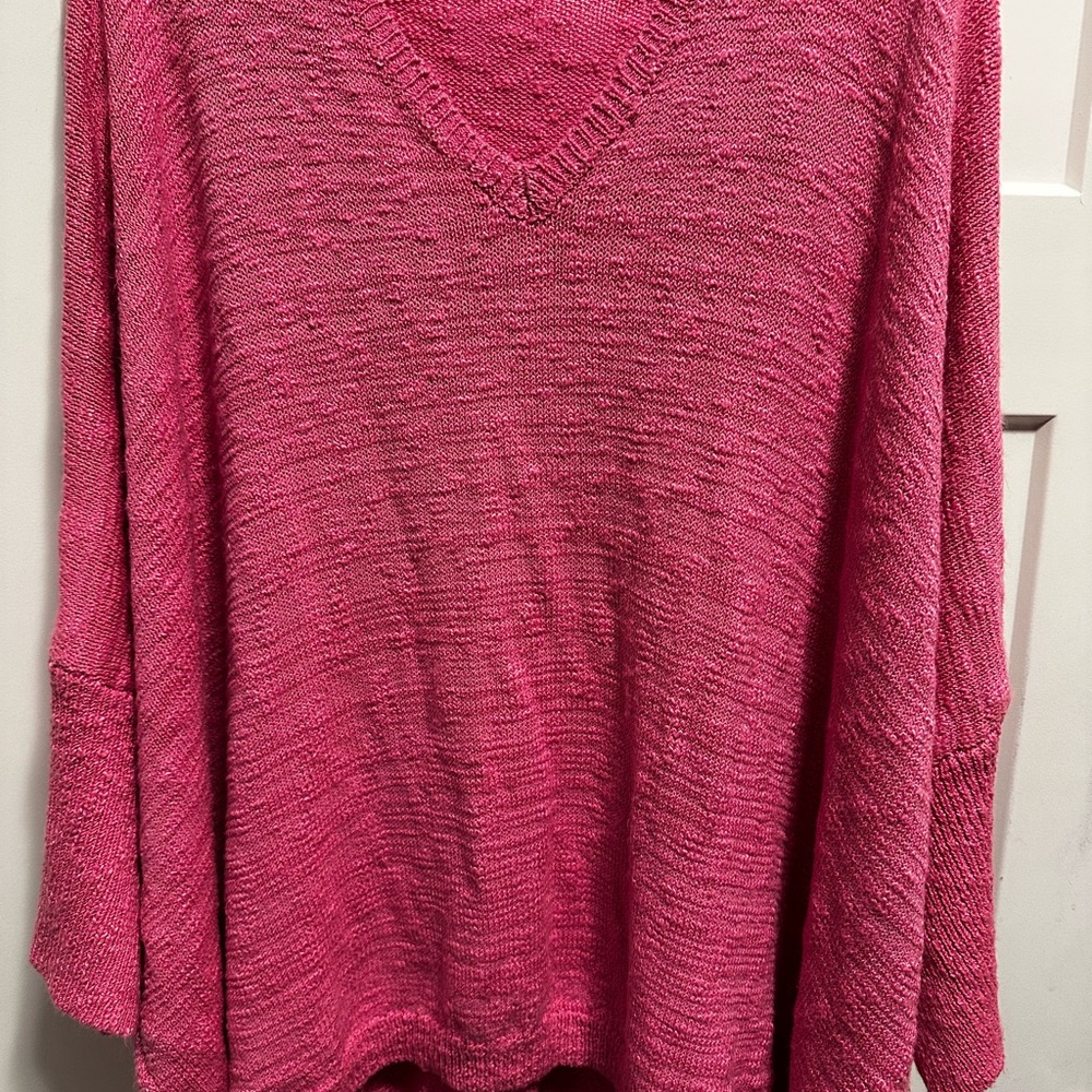 DAVI & DANI Vibrant Pink V-Neck Sweater